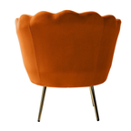 Shell Motif Luxury Design Orange Velvet Accent Chair