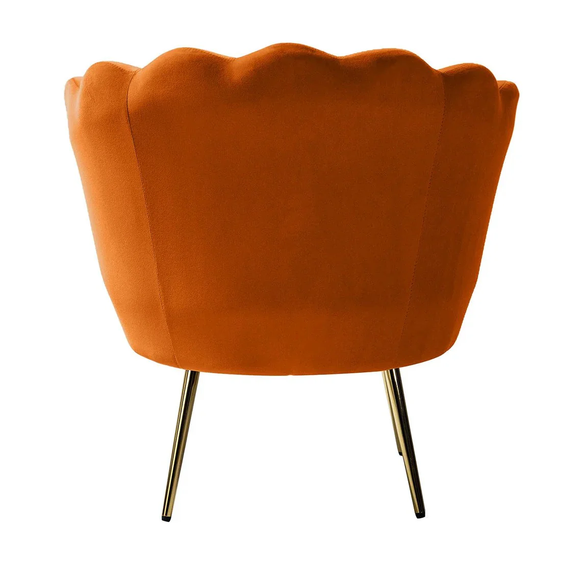 Shell Motif Luxury Design Orange Velvet Accent Chair