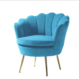 Shell Motif Luxury Sky Blue Velvet Comfy Lounge Chair - Decor Smart