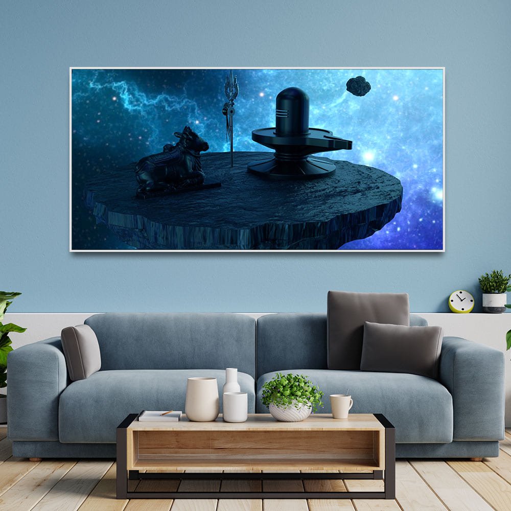 Shiva Lingam and Nandhi Statue Canvas Wall Painting - Decor Smart