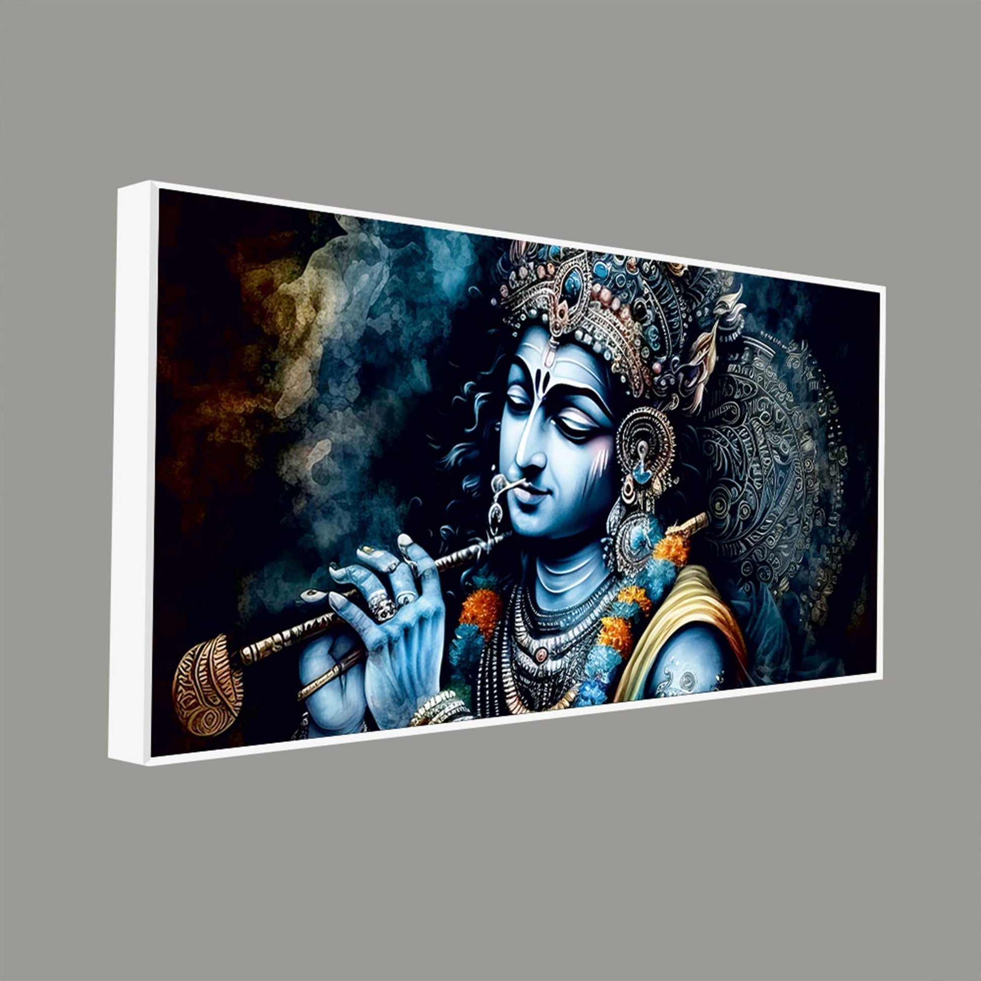 Shree Krishna Playing with Flute Canvas Wall Painting - Decor Smart