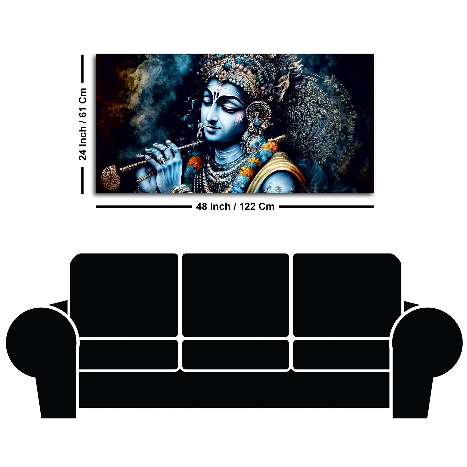 Shree Krishna Playing with Flute Canvas Wall Painting - Decor Smart