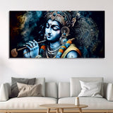 Shree Krishna Playing with Flute Canvas Wall Painting - Decor Smart