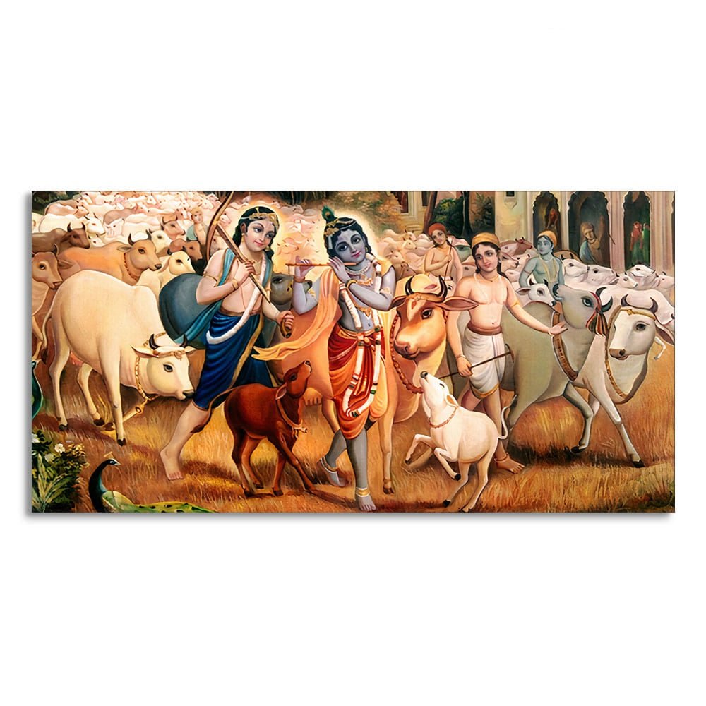 Shree Krishna with Balram Canvas Wall Painting - Decor Smart