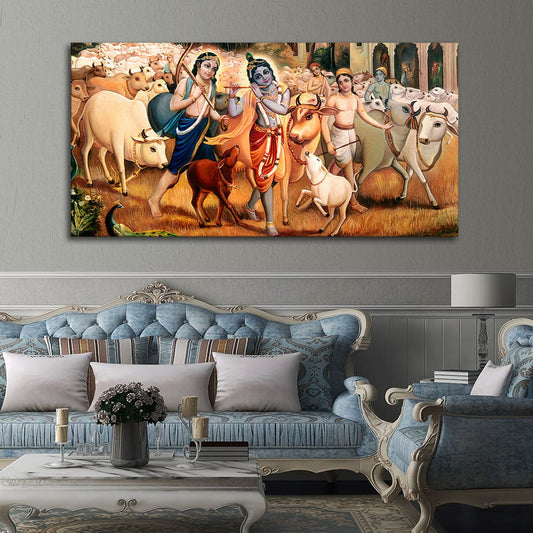 Shree Krishna with Balram Canvas Wall Painting - Decor Smart