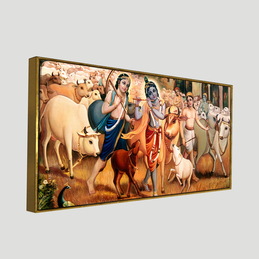 Shree Krishna with Balram Canvas Wall Painting - Decor Smart
