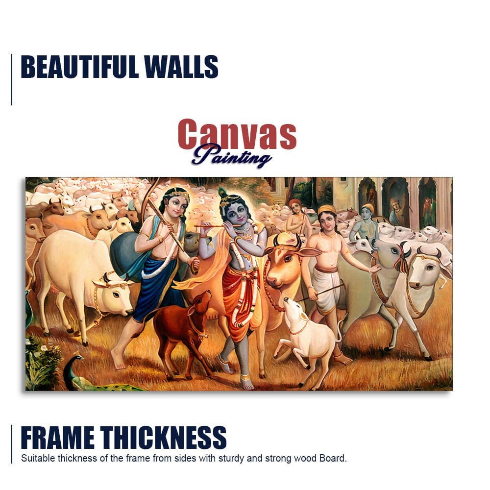 Shree Krishna with Balram Canvas Wall Painting - Decor Smart