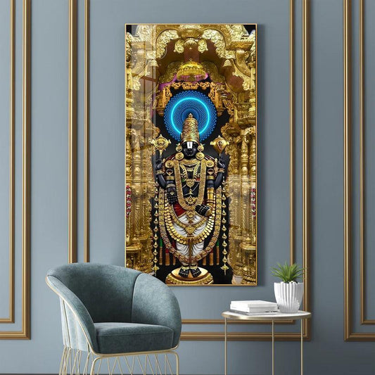 Shree Venkateswara Swamy Premium Acrylic Floating Vertical Wall Painting - Decor Smart