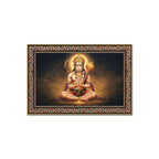 Shri Bajrangi Hanuman Floral Border Canvas Wall Painting