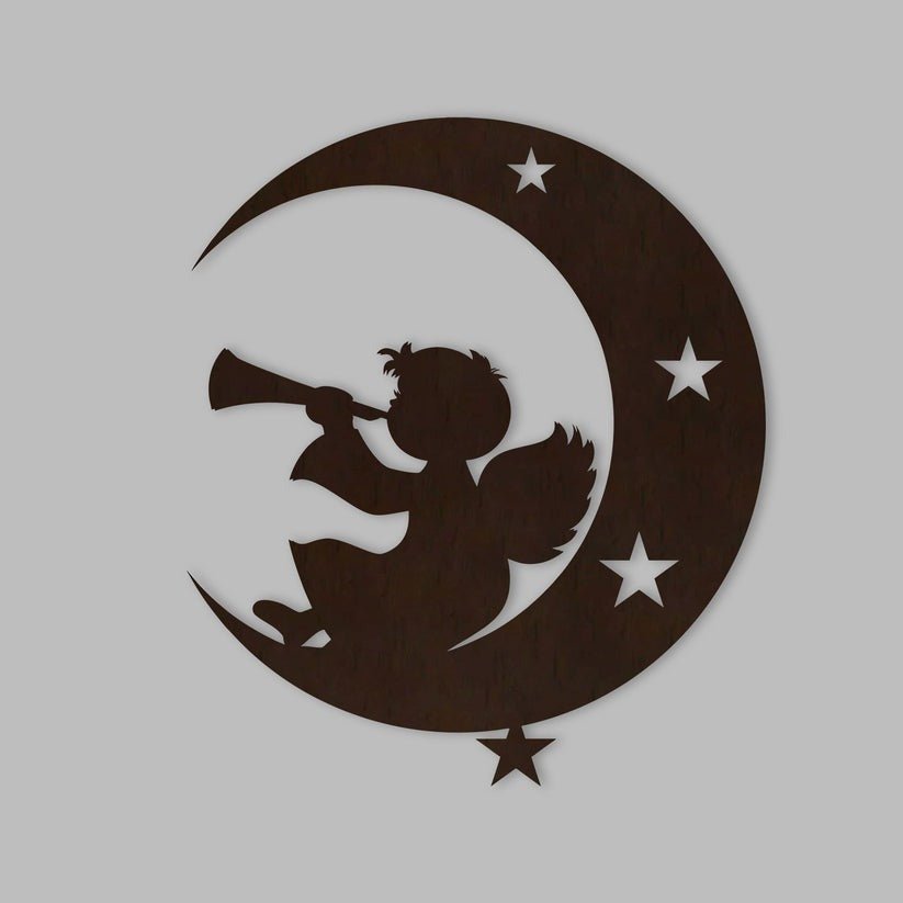 Silhouette Angel Backlit Wooden Wall Hanging with LED Night Light Walnut Finish - Decor Smart