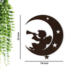 Silhouette Angel Backlit Wooden Wall Hanging with LED Night Light Walnut Finish - Decor Smart