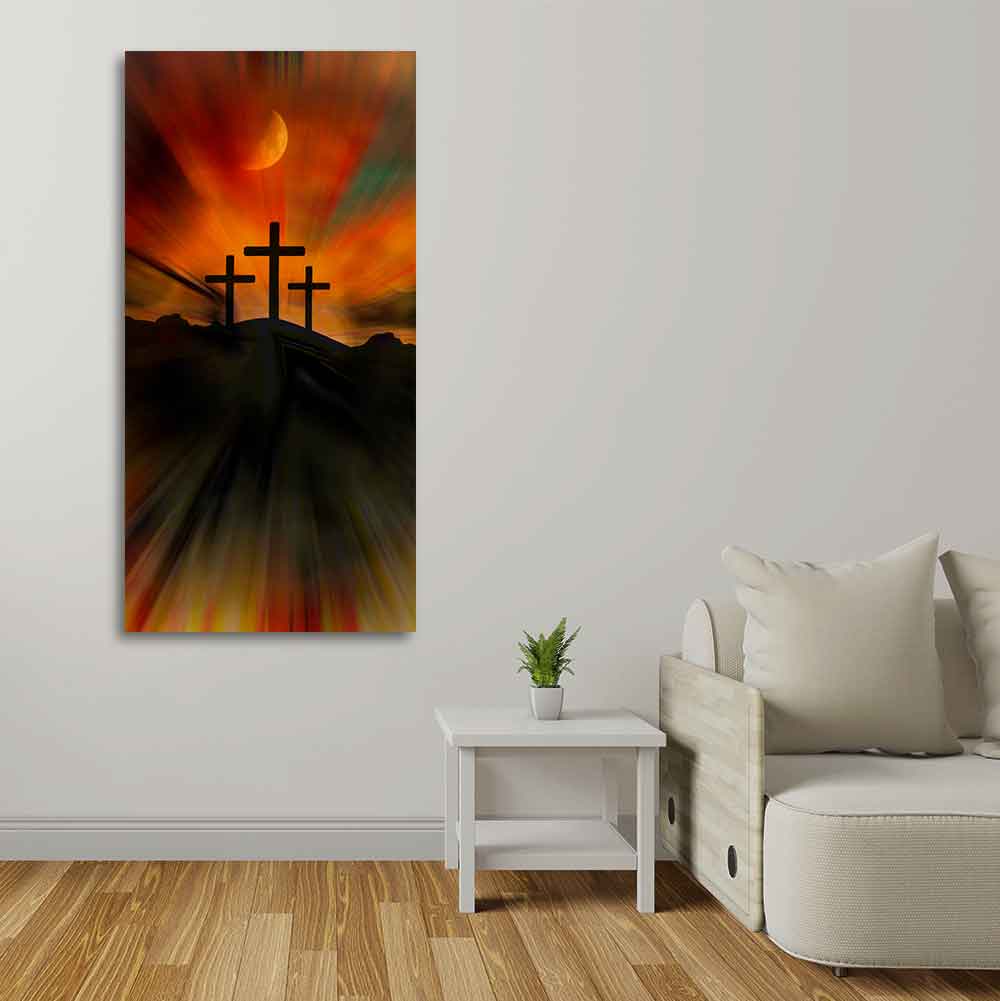 Silhouette of Cross Canvas Wall Painting - Decor Smart