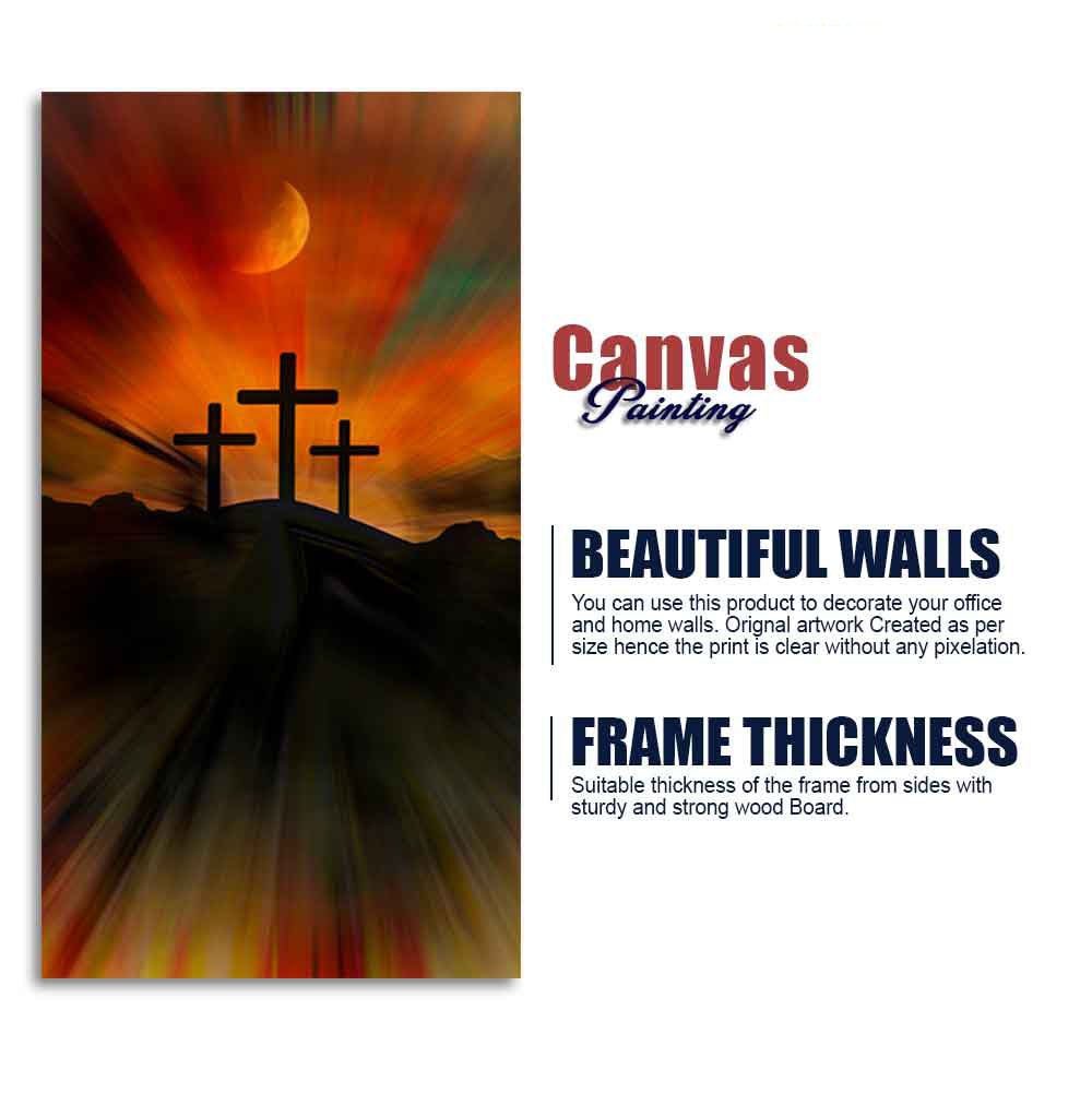 Silhouette of Cross Canvas Wall Painting - Decor Smart