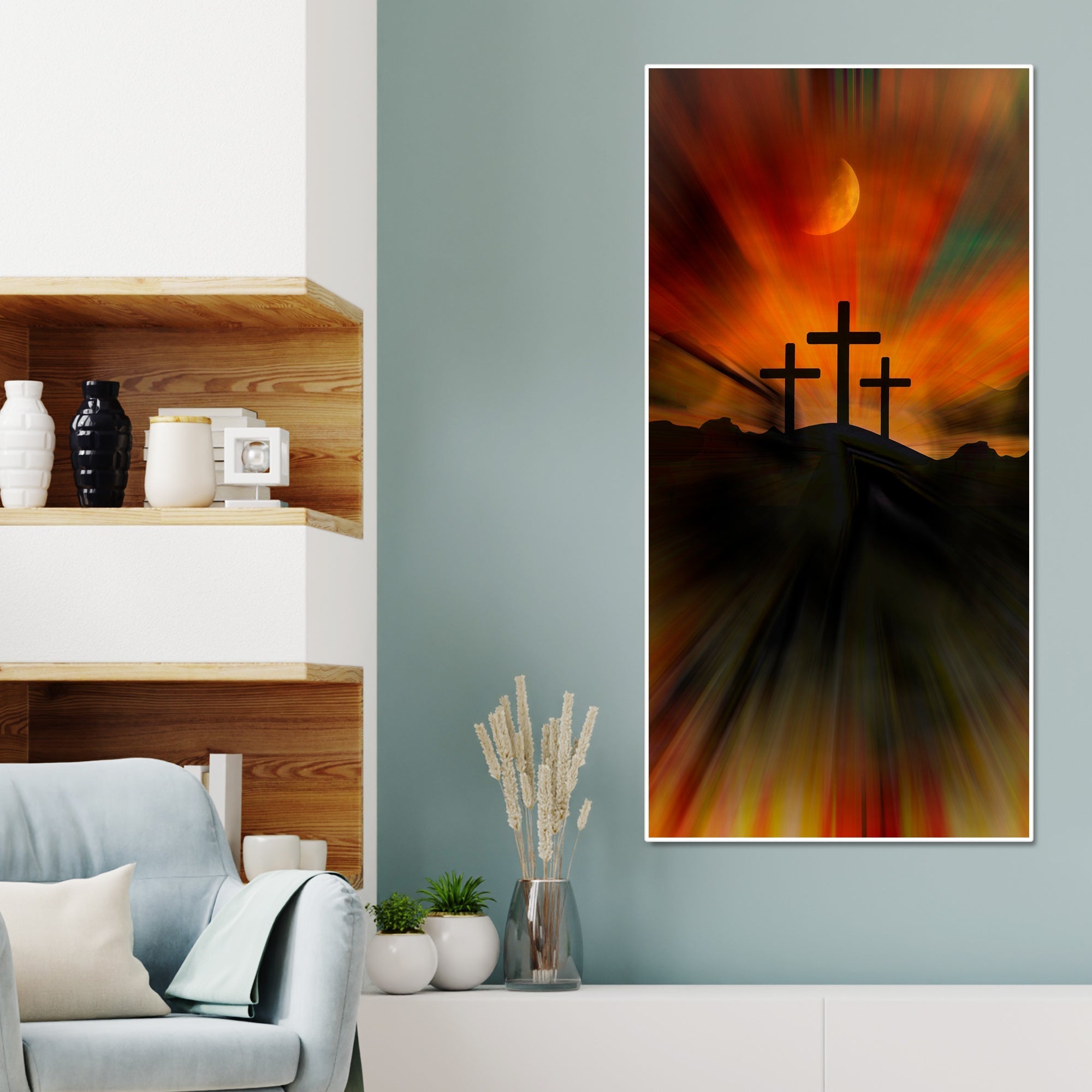 Silhouette of Cross Canvas Wall Painting - Decor Smart