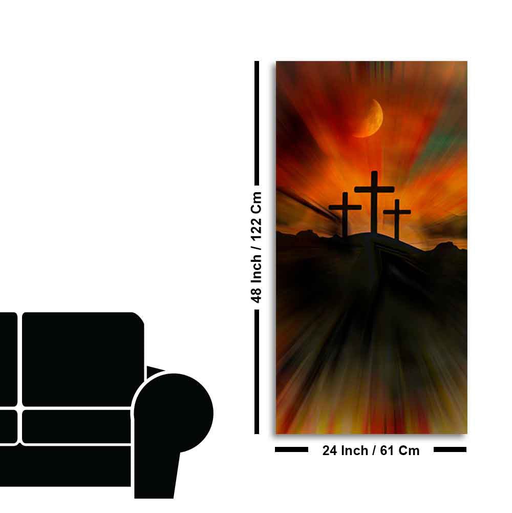 Silhouette of Cross Canvas Wall Painting - Decor Smart