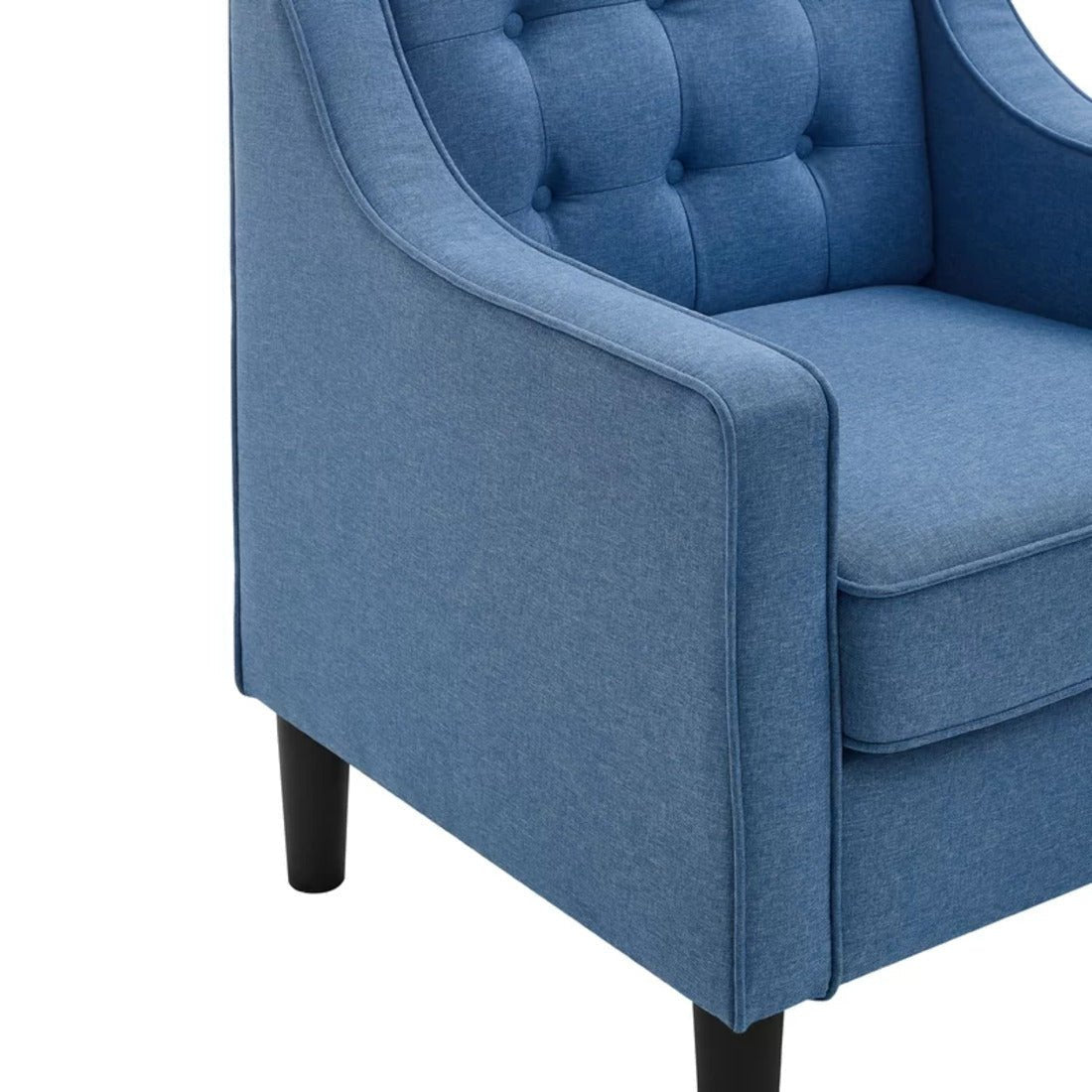 Sky Blue Color Tufted Comfy Accent Chair with Ottoman - Decor Smart