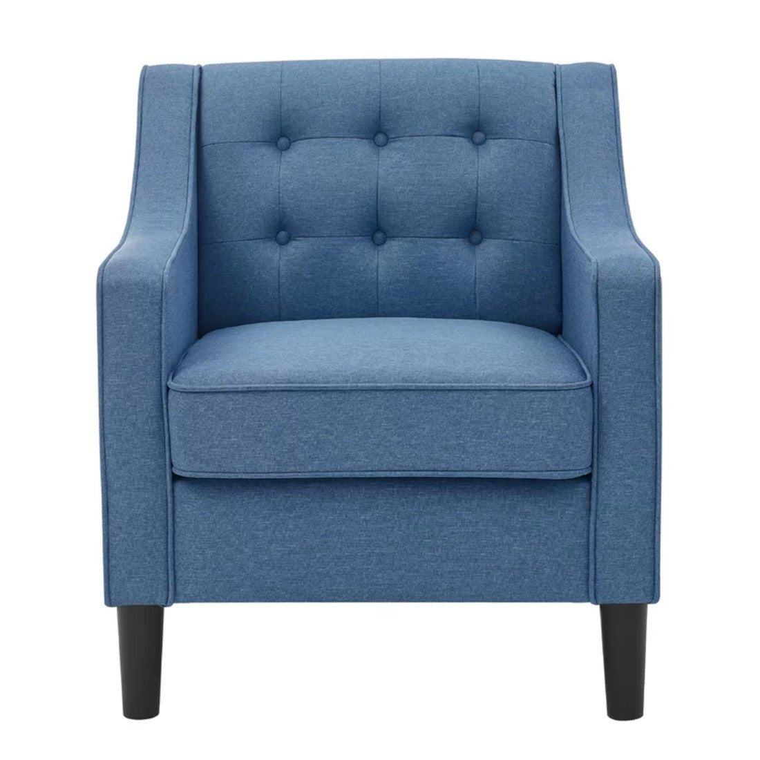 Sky Blue Color Tufted Comfy Accent Chair with Ottoman - Decor Smart