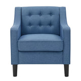 Sky Blue Color Tufted Comfy Accent Chair with Ottoman - Decor Smart