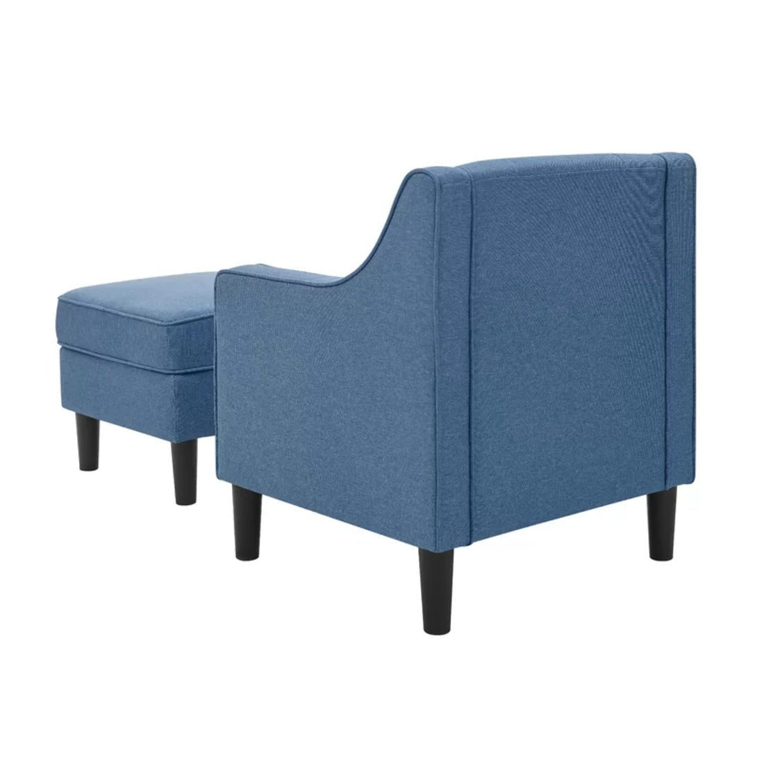 Sky Blue Color Tufted Comfy Accent Chair with Ottoman - Decor Smart