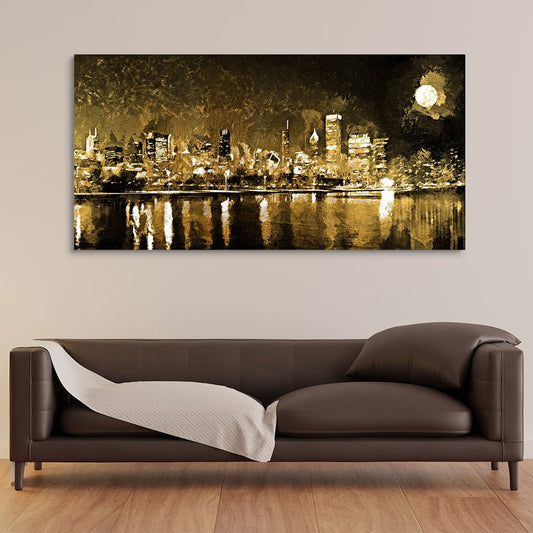 City Lights at Night – Skyline View Premium Canvas by Decor Smart