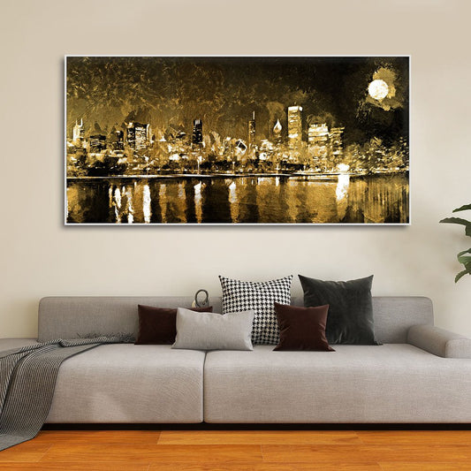 City Lights at Night – Skyline View Premium Canvas by Decor Smart