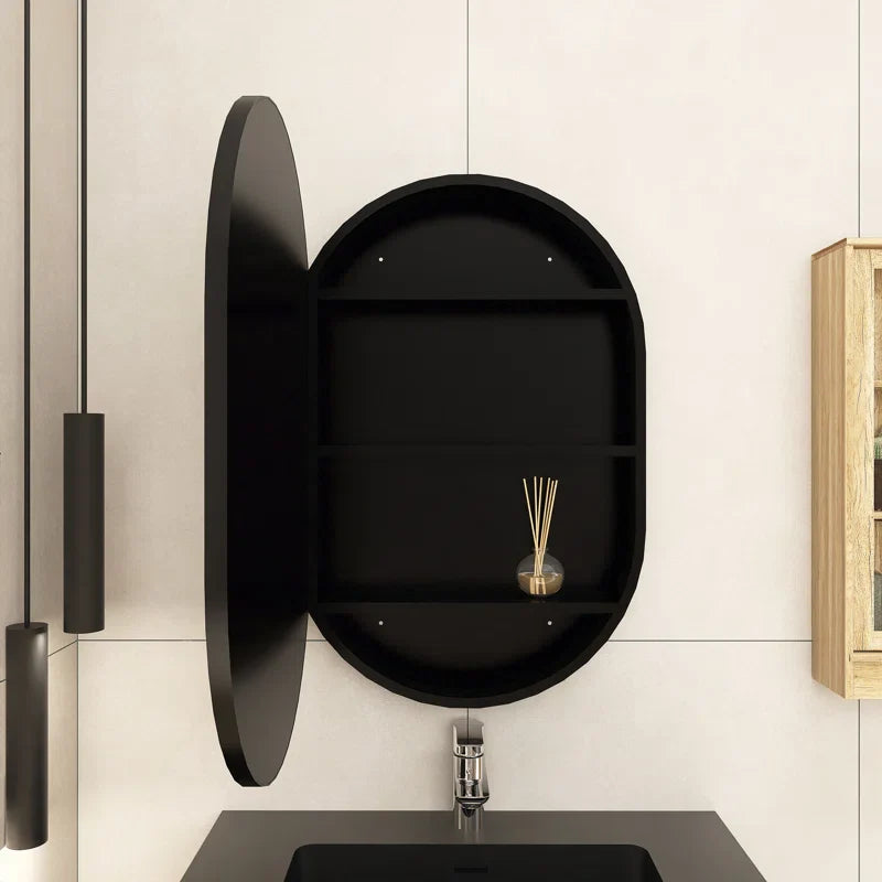 Sleek & Durable Oval Bathroom Cabinet Wall Mirror