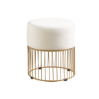 Sleek Rich White Steel Stool with Luxurious Gold Frame