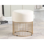 Sleek Rich White Steel Stool with Luxurious Gold Frame
