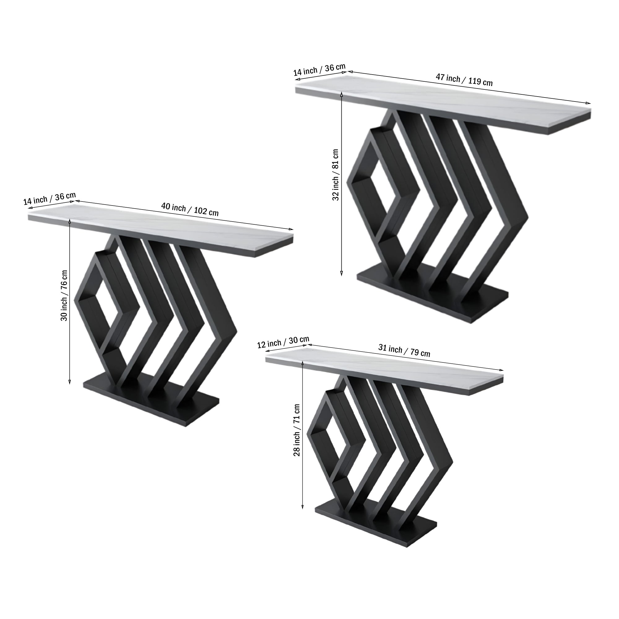 Sleek Sophistication White Marble Black Console Table - Decor Smart