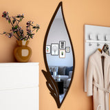 Slender Big Leafs Vanity Mirror with Metallic Brown Finish Frame - Decor Smart