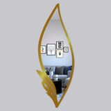 Slender Big Leafs Vanity Mirror with Metallic Golden Finish Frame - Decor Smart