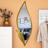Slender Big Leafs Vanity Mirror with Metallic Golden Finish Frame - Decor Smart