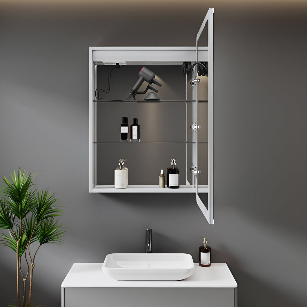 Slim LED Cabinet Mirror with Rounded Corners and Touch Control