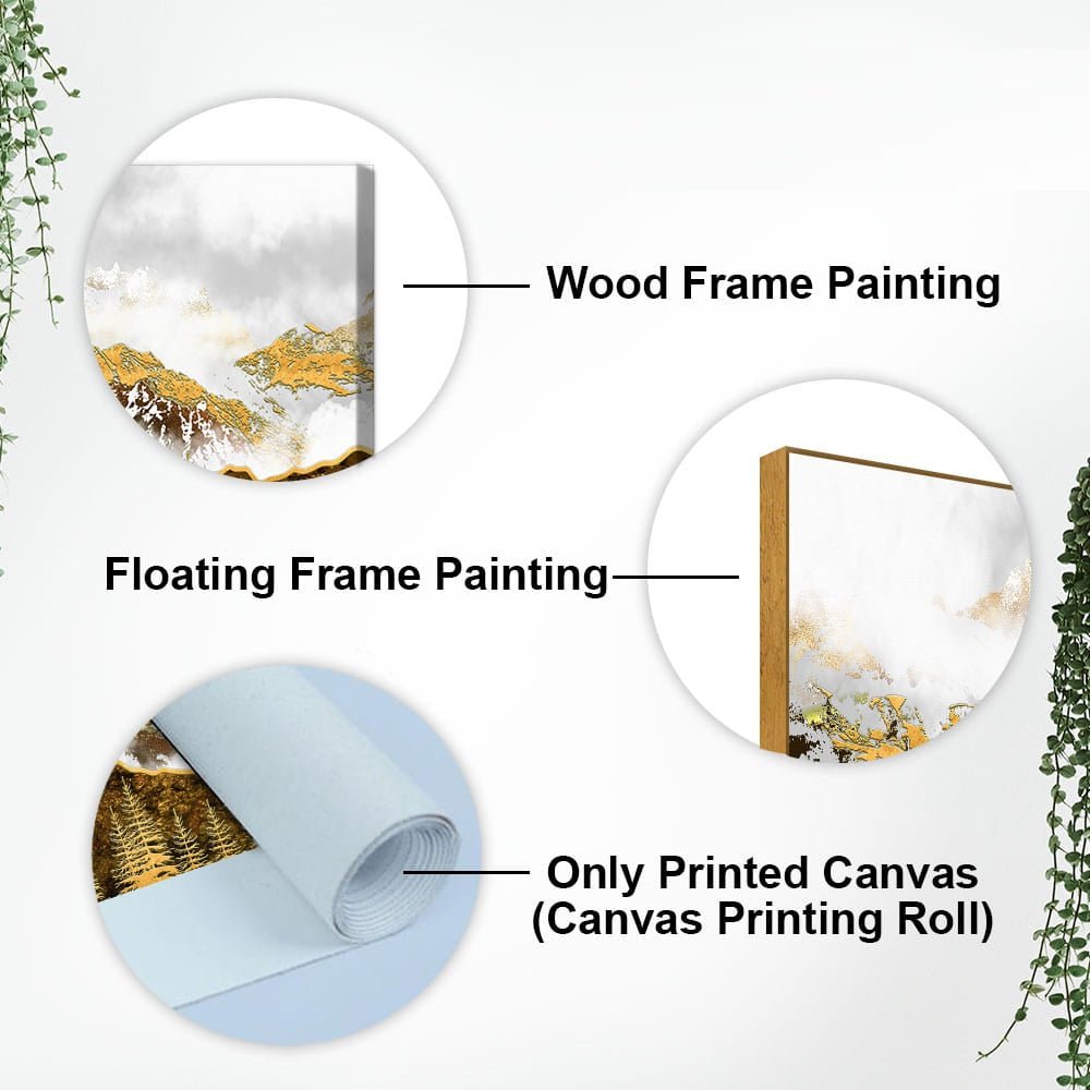 Smoke Cloud Golden Mountain Peak Canvas Wall Painting - Decor Smart