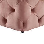 Solid Pink Color Square Shaped Artistic Design Tufted Velvet Ottoman
