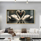 Soulful Vibrant Two Swan Premium Acrylic Floating Wall Painting - Decor Smart