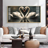 Soulful Vibrant Two Swan Premium Acrylic Floating Wall Painting - Decor Smart