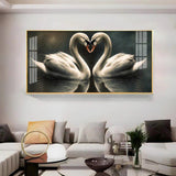 Soulful Vibrant Two Swan Premium Acrylic Floating Wall Painting - Decor Smart