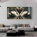 Soulful Vibrant Two Swan Premium Acrylic Floating Wall Painting - Decor Smart