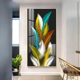 Sparkling Feathers Premium Acrylic Floating Vertical Wall Painting - Decor Smart