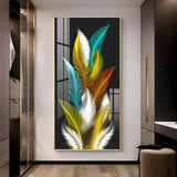 Sparkling Feathers Premium Acrylic Floating Vertical Wall Painting - Decor Smart