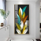 Sparkling Feathers Premium Acrylic Floating Vertical Wall Painting - Decor Smart