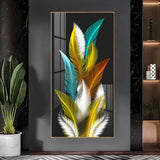 Sparkling Feathers Premium Acrylic Floating Vertical Wall Painting - Decor Smart