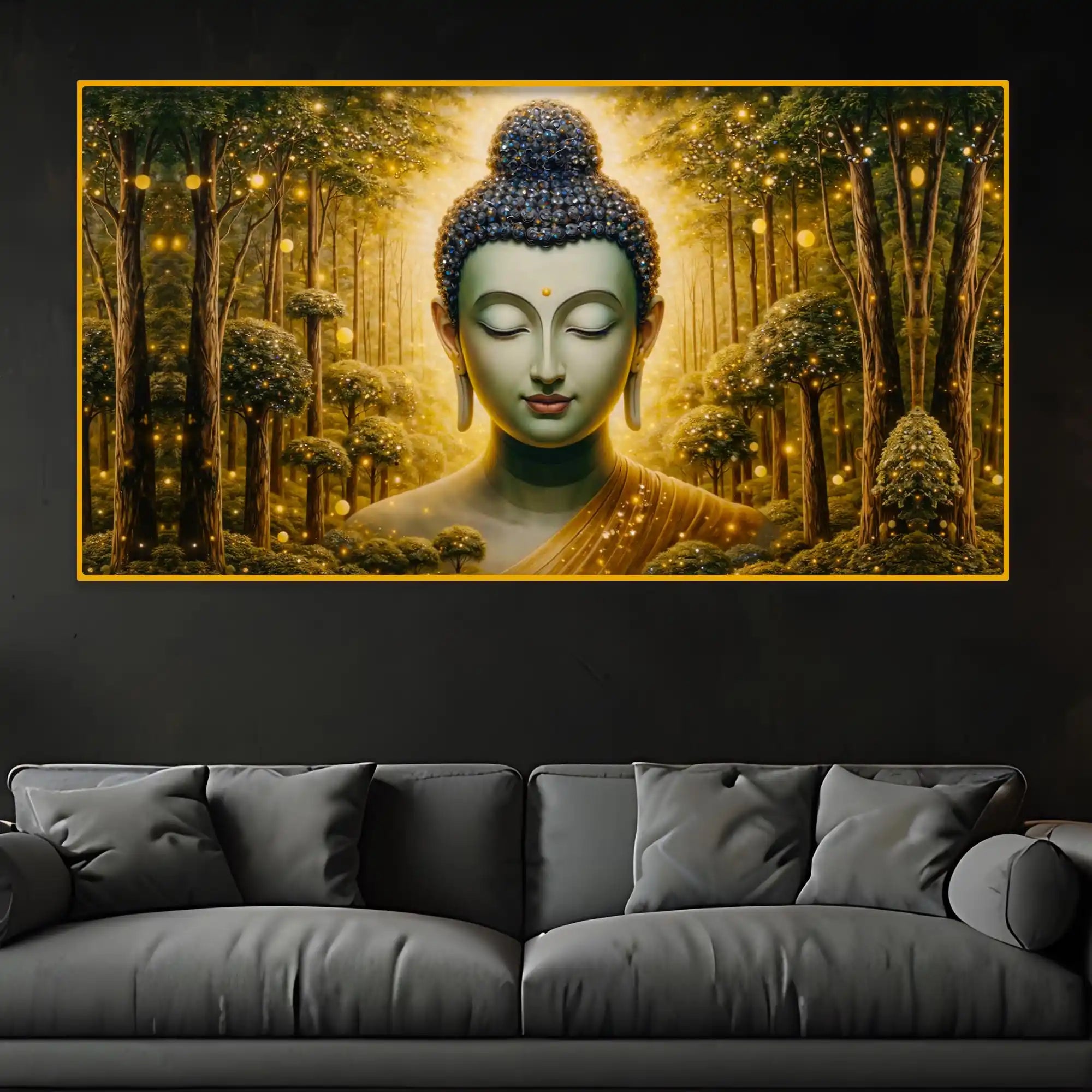 Spiritual Buddha Crystal Glass Luxury Wall Painting