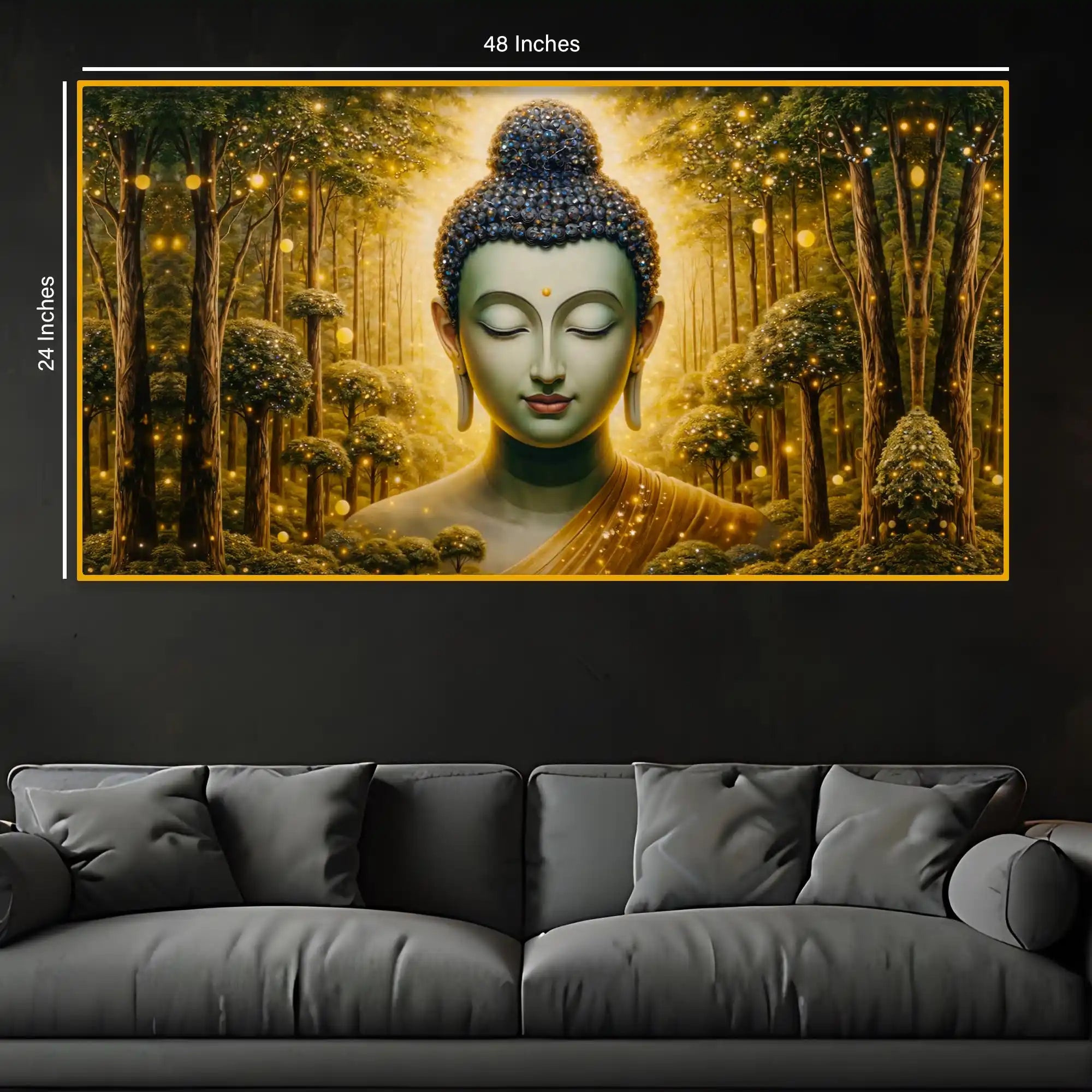 Spiritual Buddha Crystal Glass Luxury Wall Painting