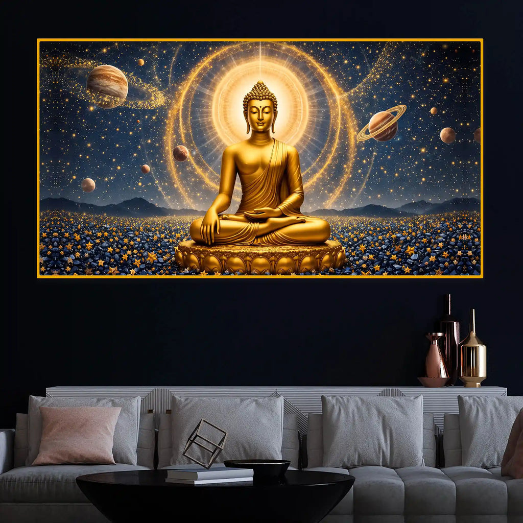 Spiritual Buddha Crystal Glass Painting for Luxury Home Décor