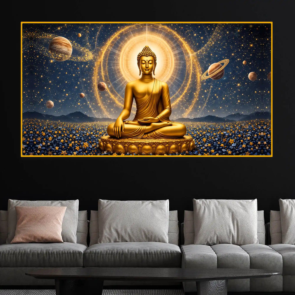 Spiritual Buddha Crystal Glass Painting for Luxury Home Décor