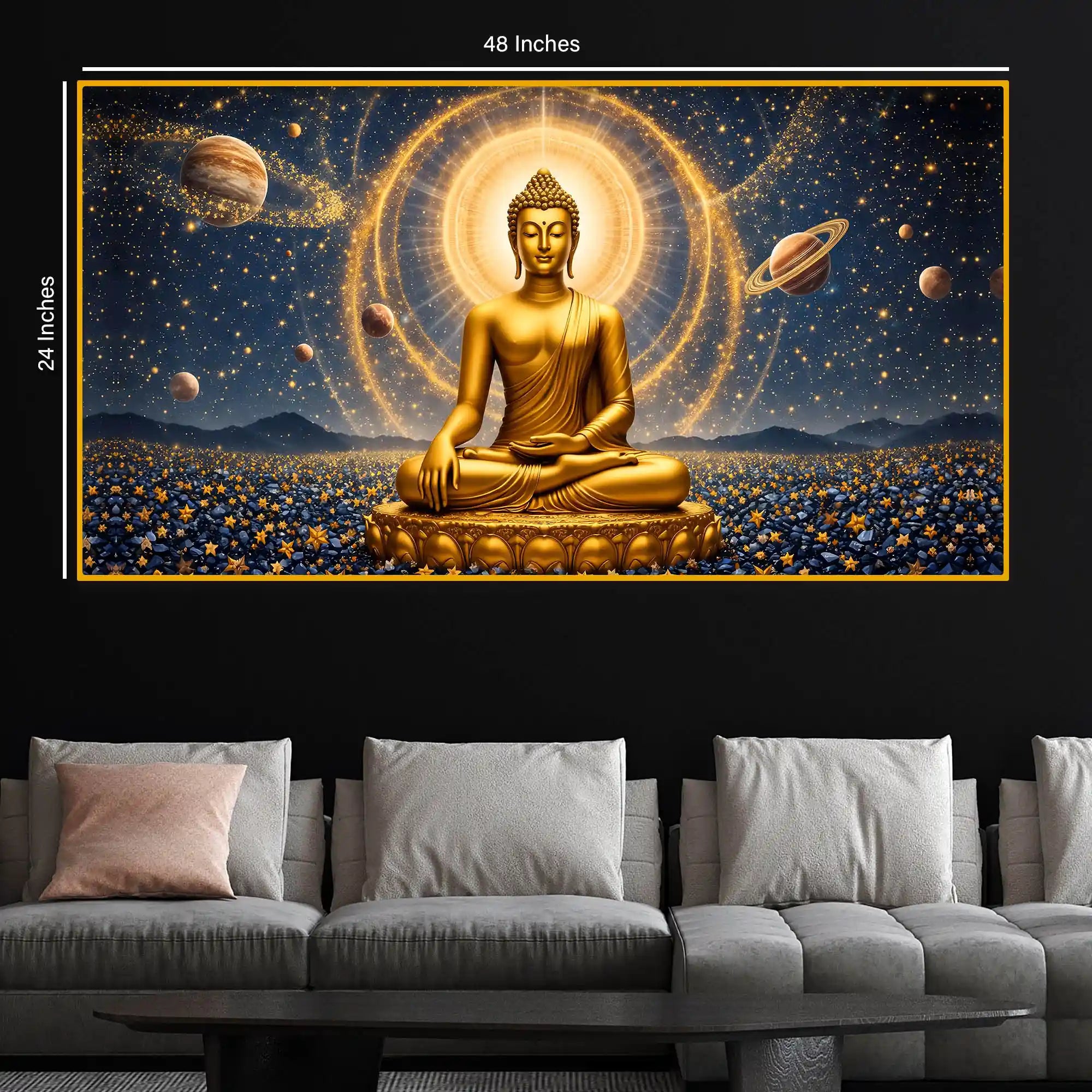 Spiritual Buddha Crystal Glass Painting for Luxury Home Décor