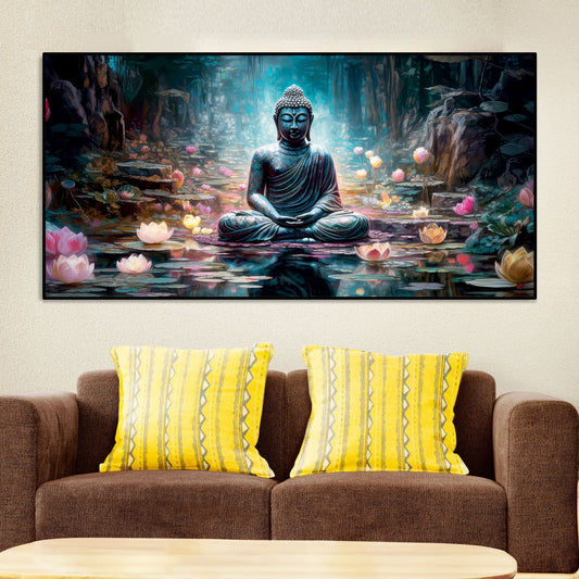 Spiritual Buddha Statue Premium Canvas Wall Painting - Decor Smart