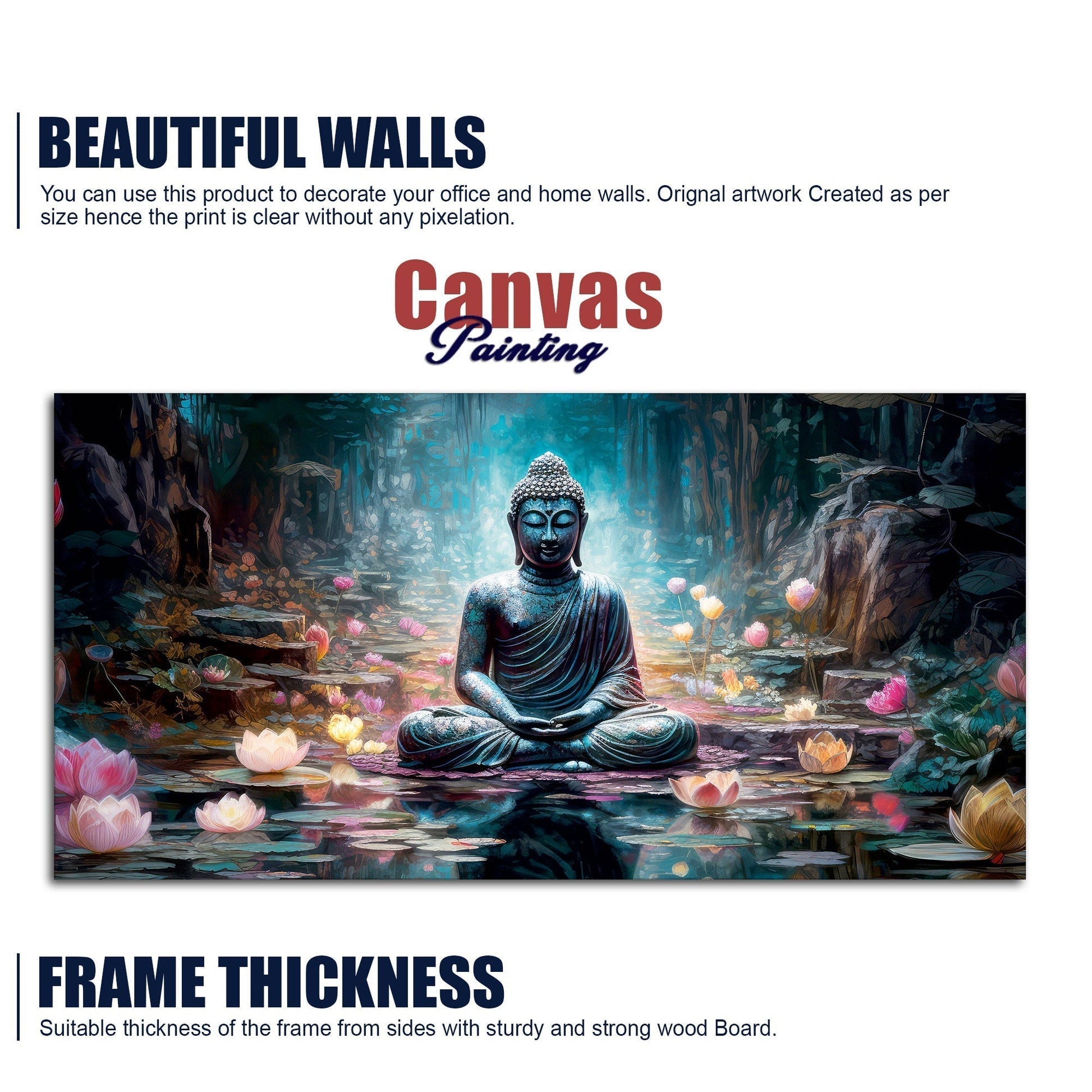 Spiritual Buddha Statue Premium Canvas Wall Painting - Decor Smart